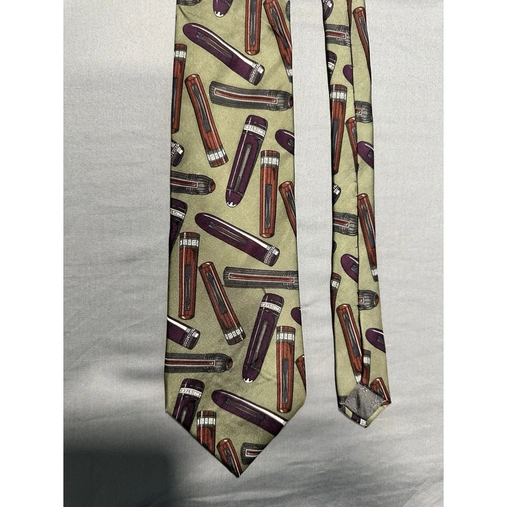 VTG Pierre Balmain Paris Pen Pattern‎ Silk Neck Tie Novelty